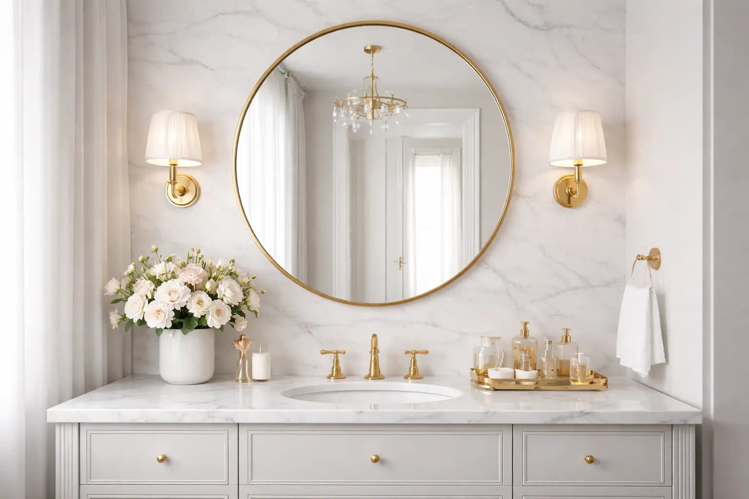 Idées de décoration de miroir pour salle de bain moderne, élégante et fonctionnelle pour améliorer le style et la luminosité de votre espace.