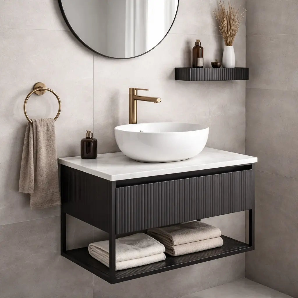 Lave-mains mural italien au design moderne, compact et élégant, idéal pour optimiser l’espace dans une salle de bain ou des toilettes contemporaines.