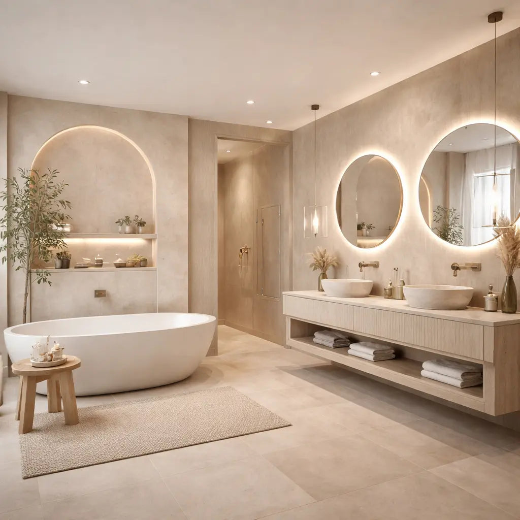 Tapis de bain design et moderne, élégant, confortable et antidérapant, idéal pour une salle de bain contemporaine et stylée.