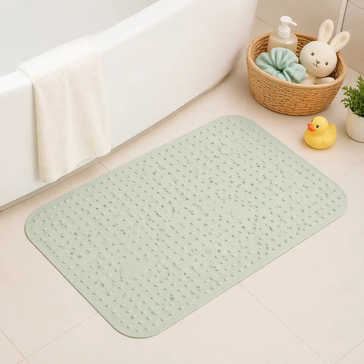 Tapis de bain pour enfant doux, antidérapant et coloré, conçu pour assurer confort, sécurité et amusement dans la salle de bain.