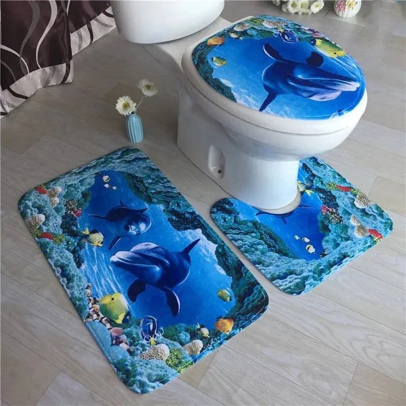 Set de tapis de bain bleu de mer
