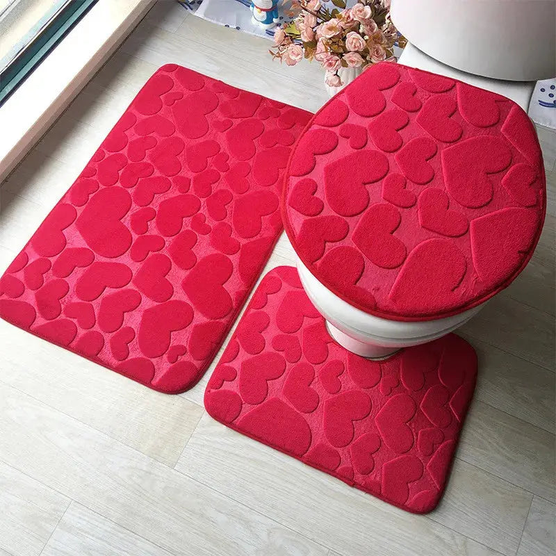 Set de tapis de bain rouge