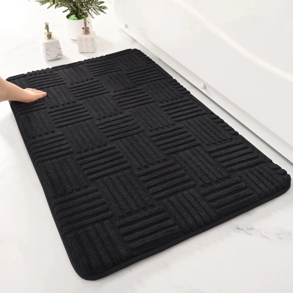 Tapis de Bain Ultra Absorbant en Diatomite antidérapant noir