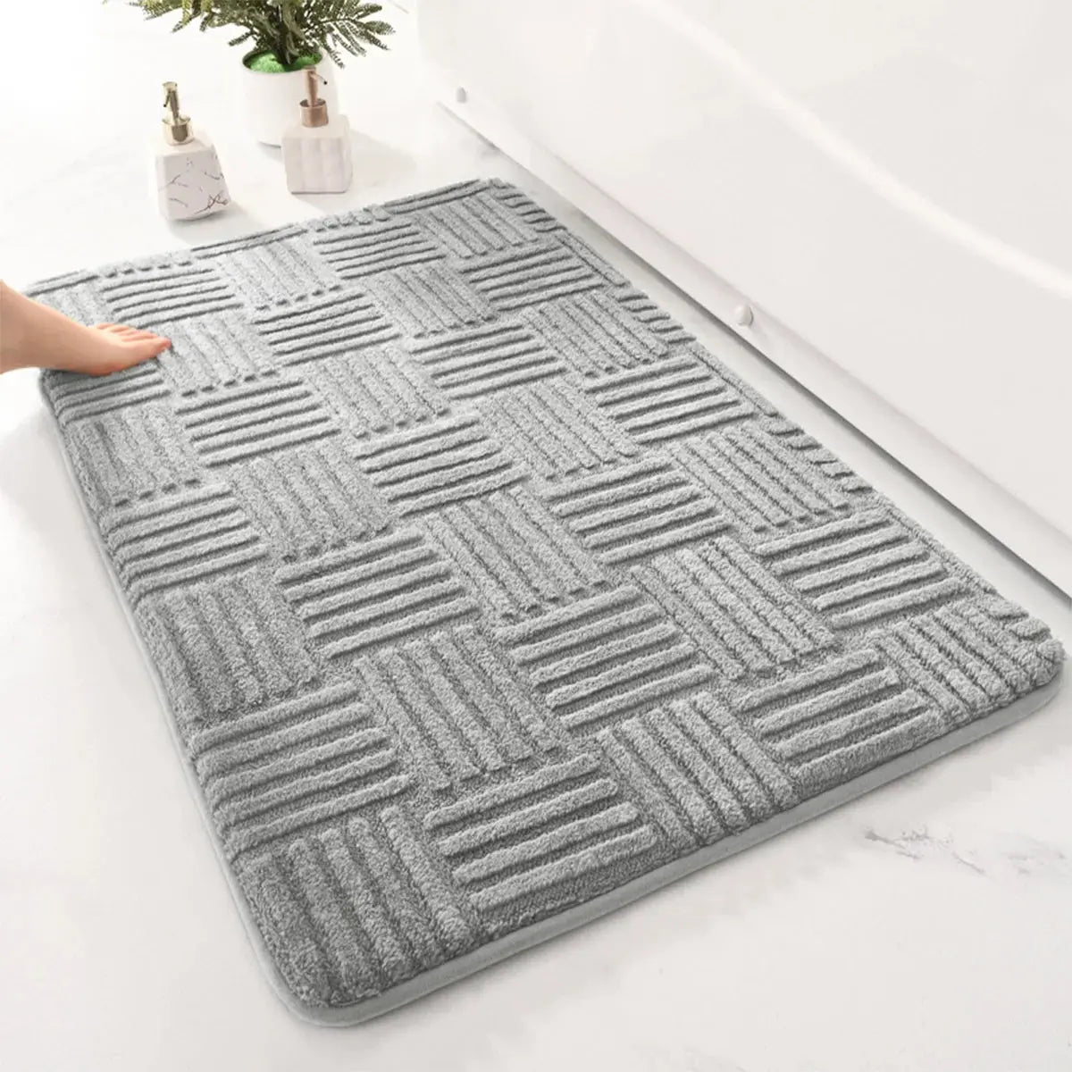 Tapis de Bain Ultra Absorbant en Diatomite gris clair