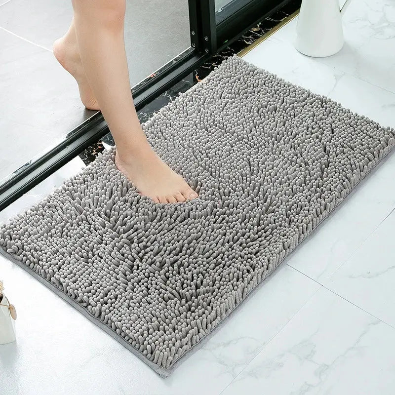 Tapis de bain 120x80 gris chenille 1