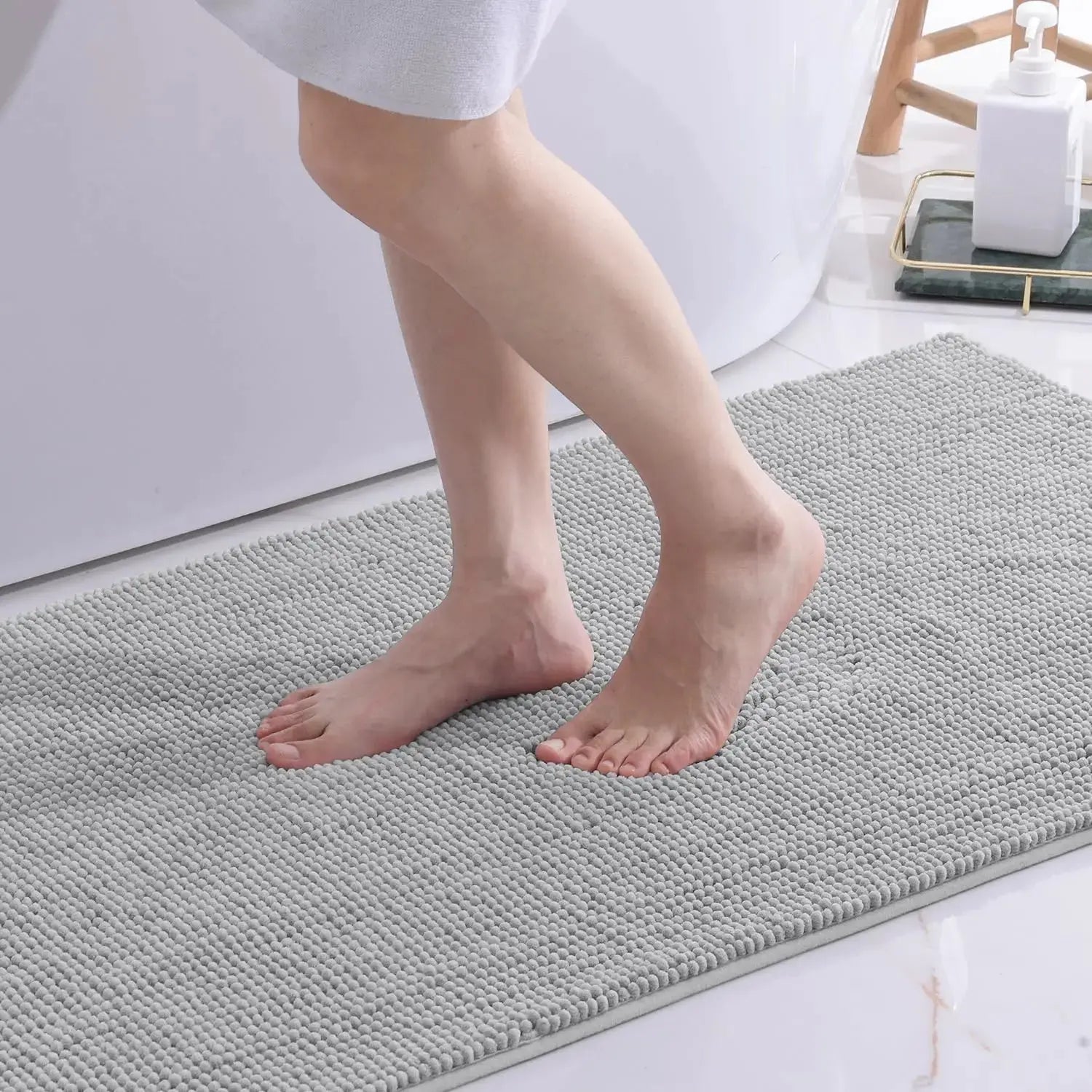 Tapis de bain Grand Lourd Solide gris clair