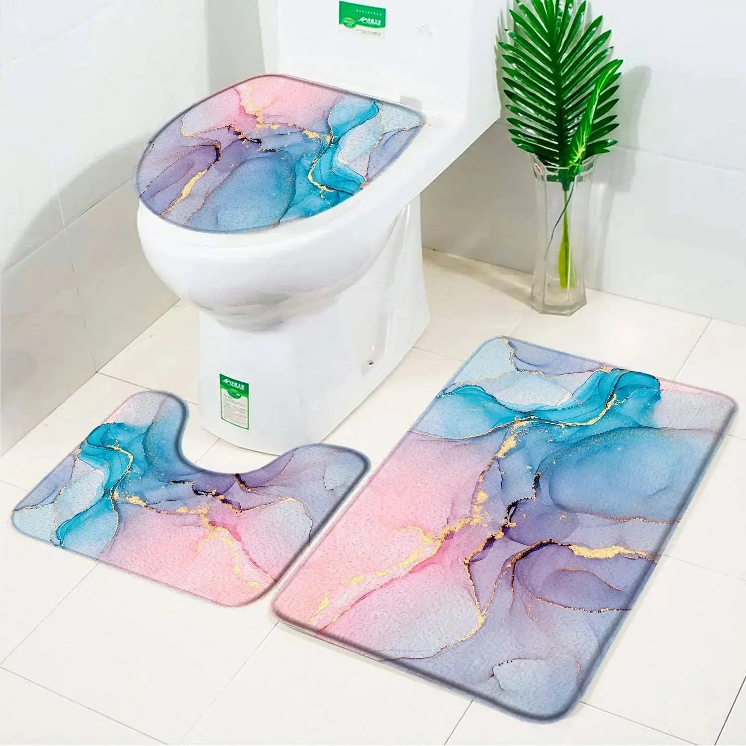 Tapis de bain absorbant antidérapant en marbre noir doré 2