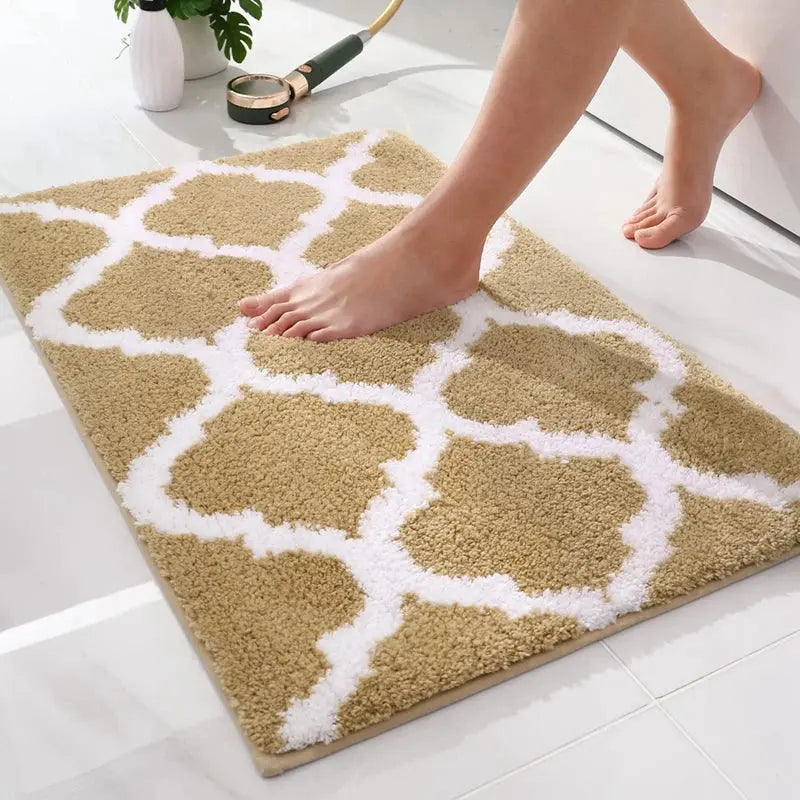 Tapis de bain carreaux de ciment rouge gris clair