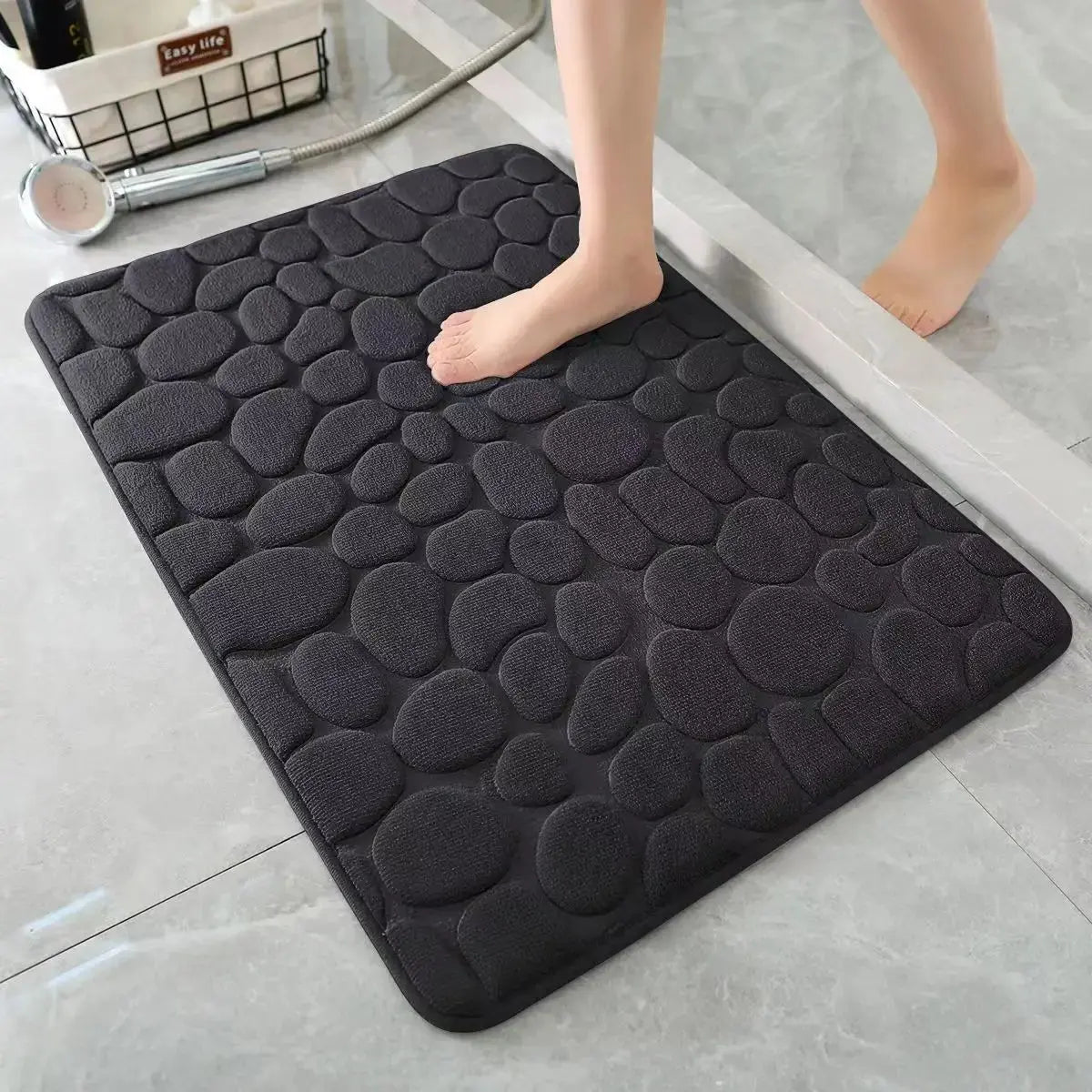 Tapis de bain absorbant en bonbon noir