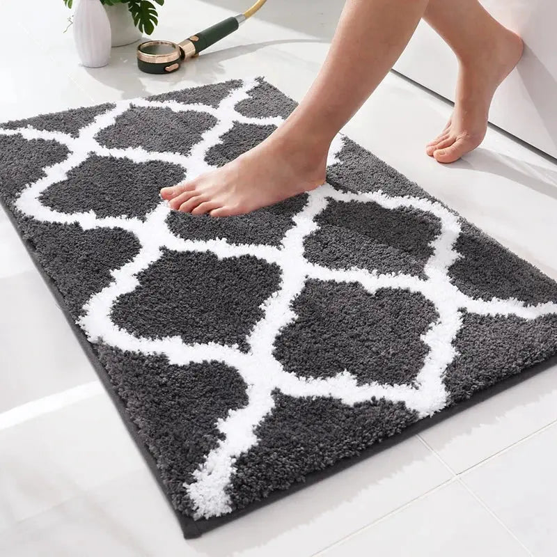 Tapis de bain carreaux de ciment café