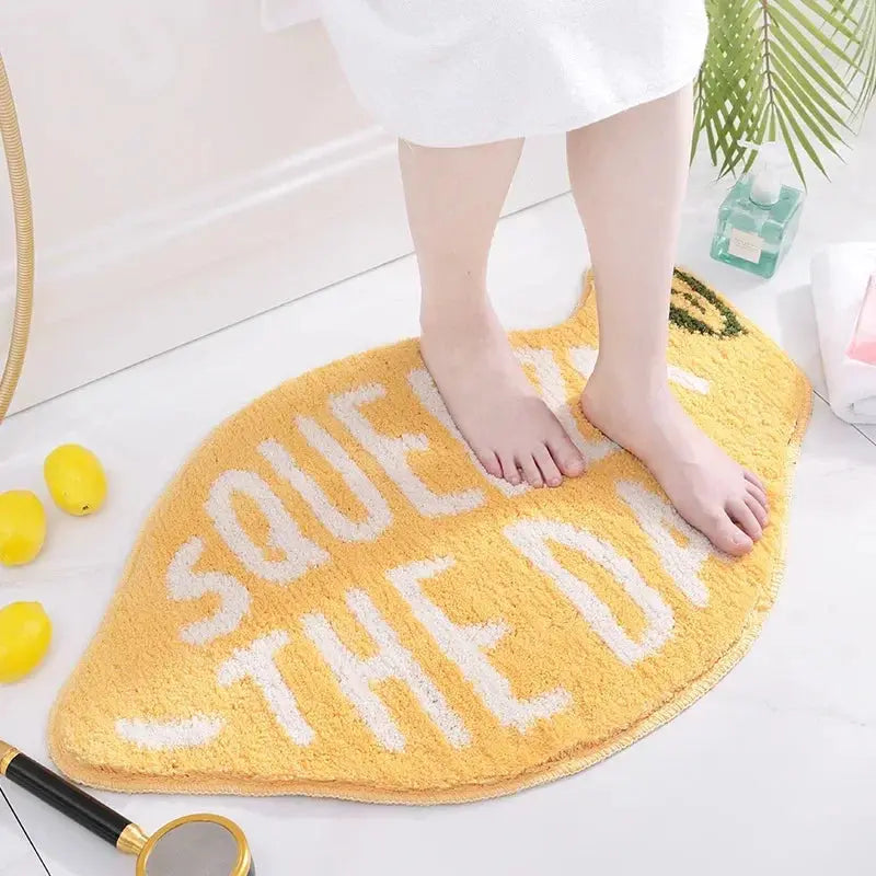 Tapis de bain antidérapant floqué jaune 1