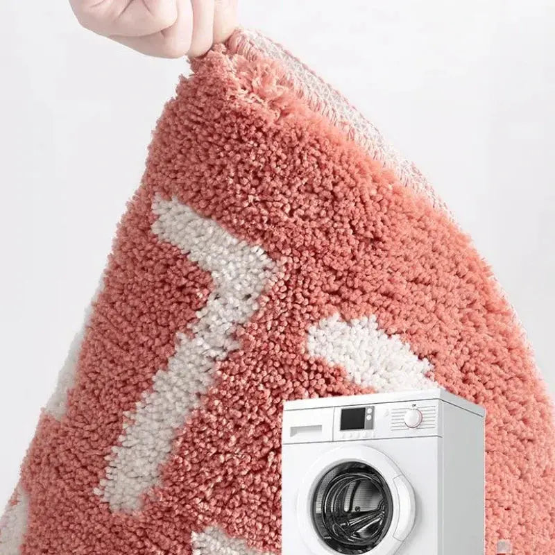 Tapis de bain antidérapant floqué rouge 3