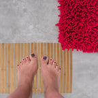 Tapis de bain antidérapant à rayures en bois