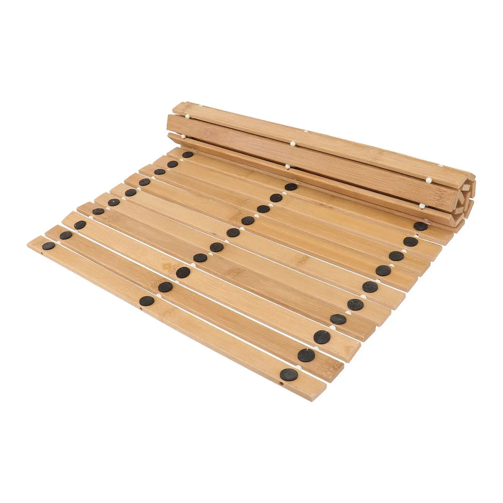 Tapis de bain antidérapant à rayures en bois