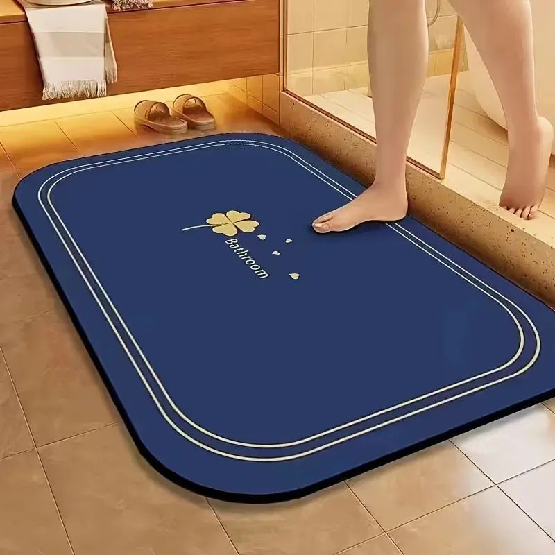 Tapis de bain bonne mousse bleu