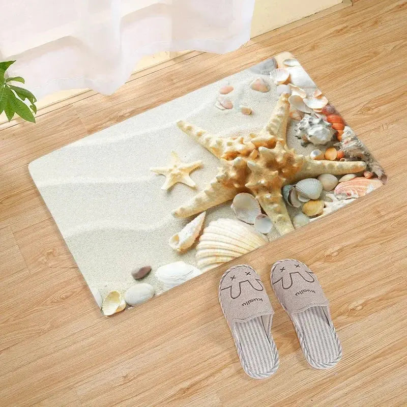 Tapis de bain coquillage gris