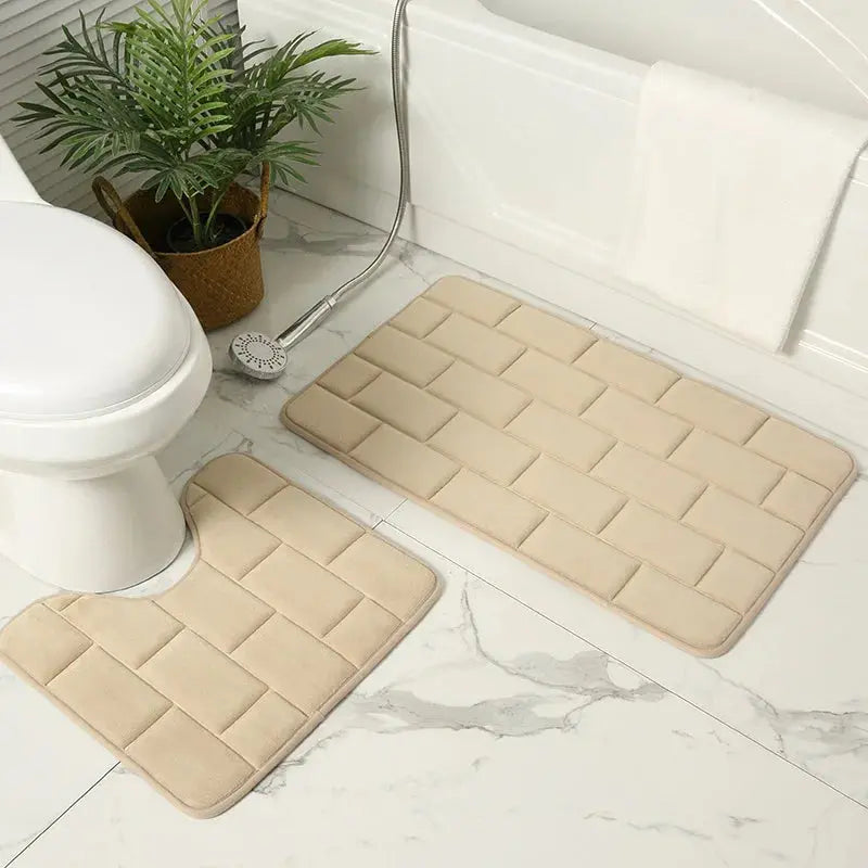 Tapis de bain crème en mousse à mémoire de forme 2