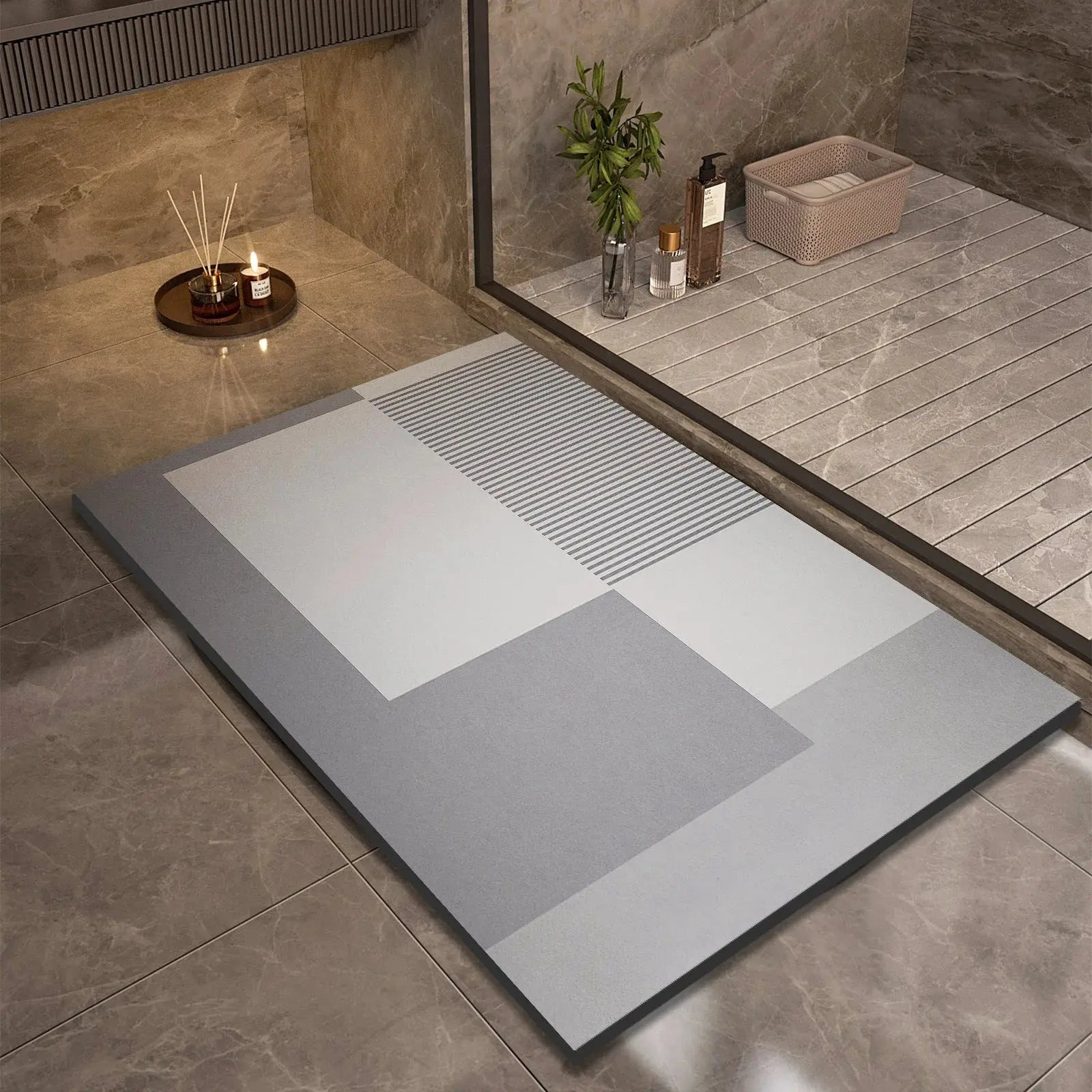 Tapis de bain de luxe en boue de Diatomite blanc