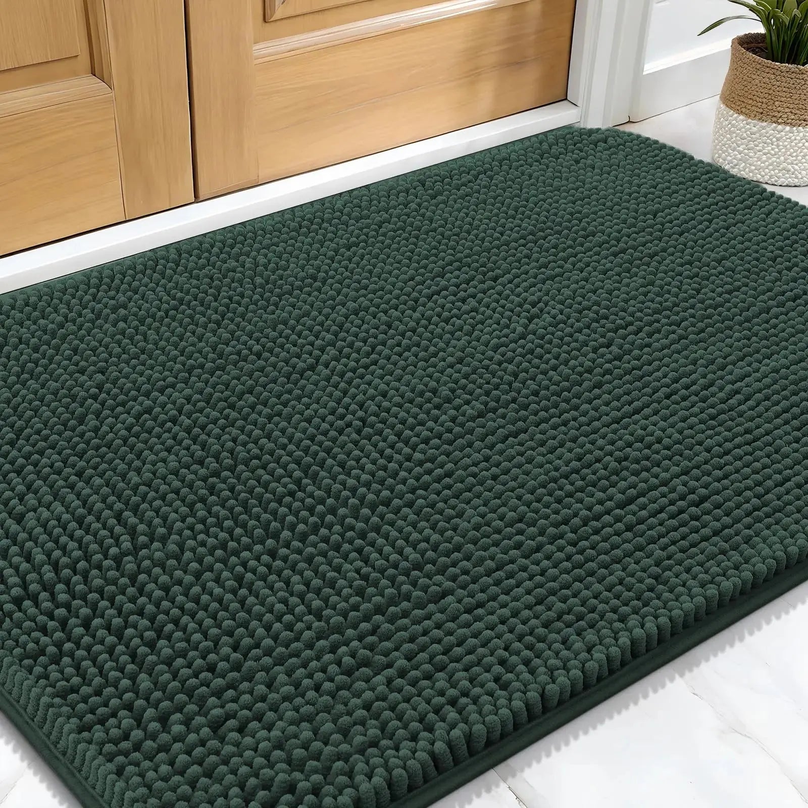 Tapis de bain de porte pour chien mignon vert foncé