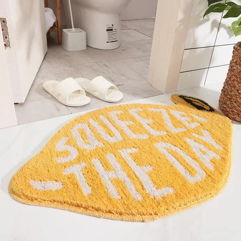 Tapis de bain antidérapant floqué jaune