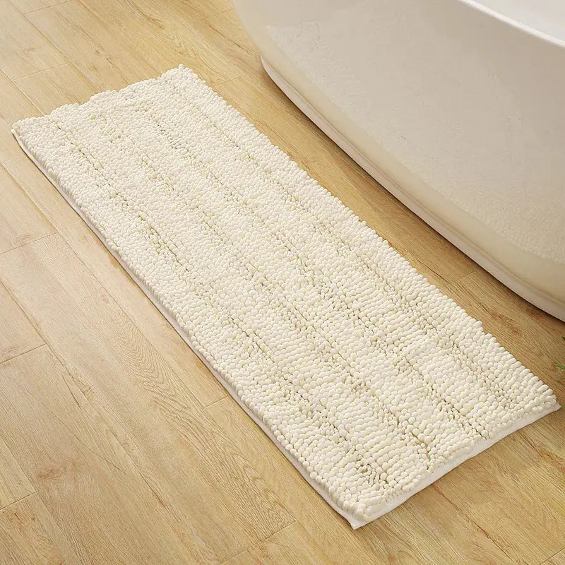 Tapis de bain en Chenille chiffré blanc