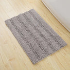 Tapis de bain en Chenille chiffré blanc gris