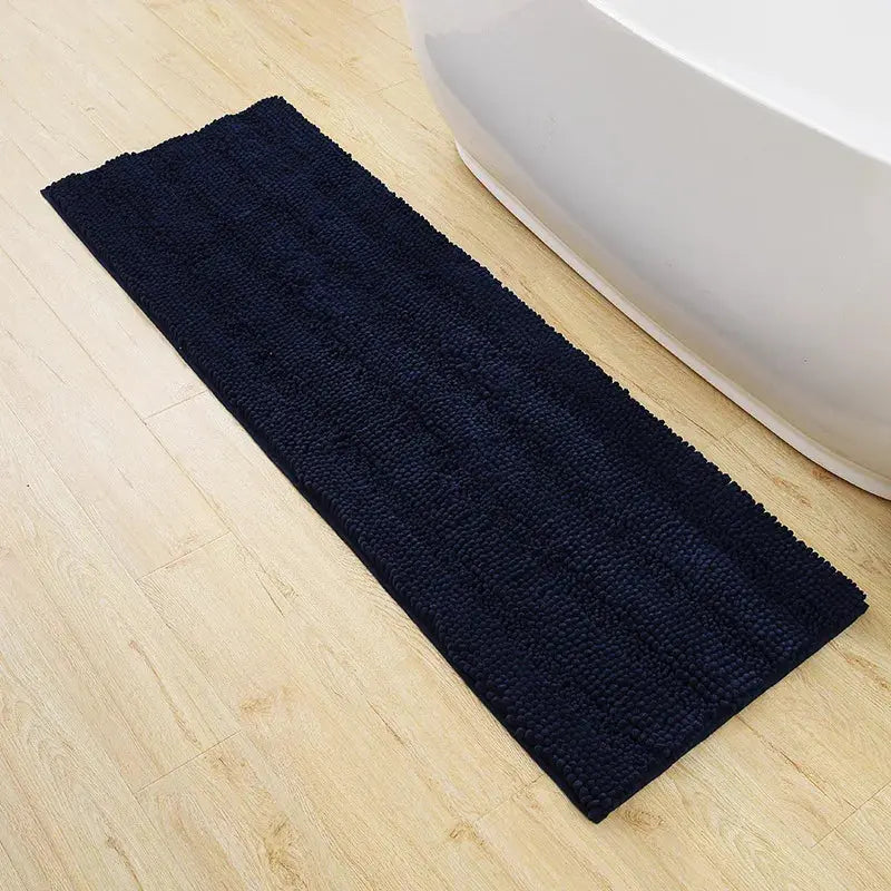 Tapis de bain en Chenille chiffré blanc gris