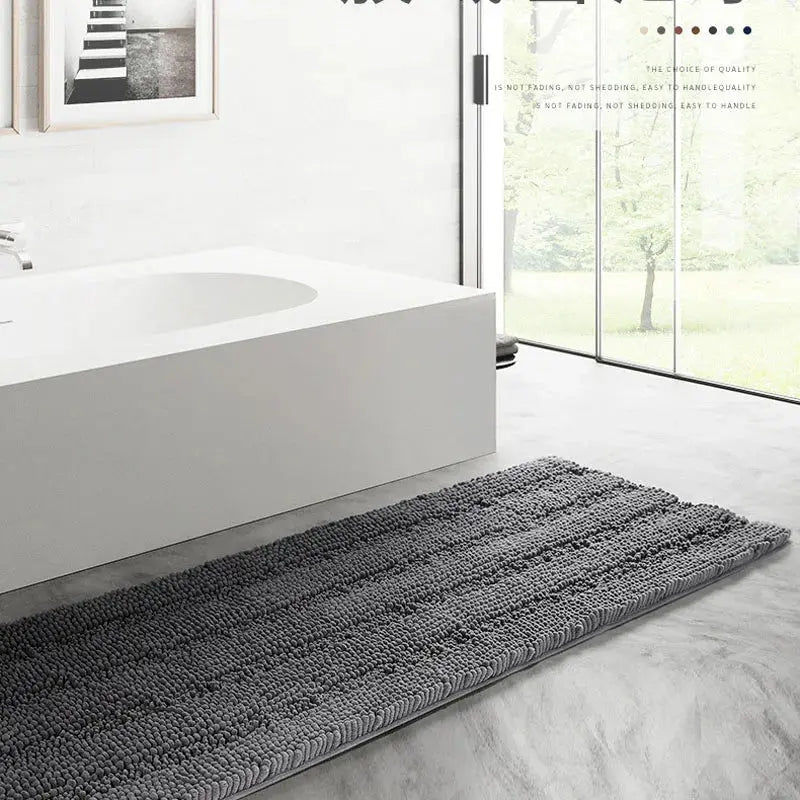 Tapis de bain en Chenille chiffré blanc