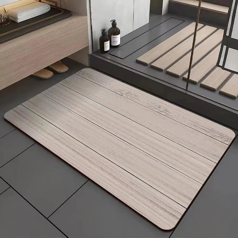 Tapis de bain en Polymères motif Mars en bois