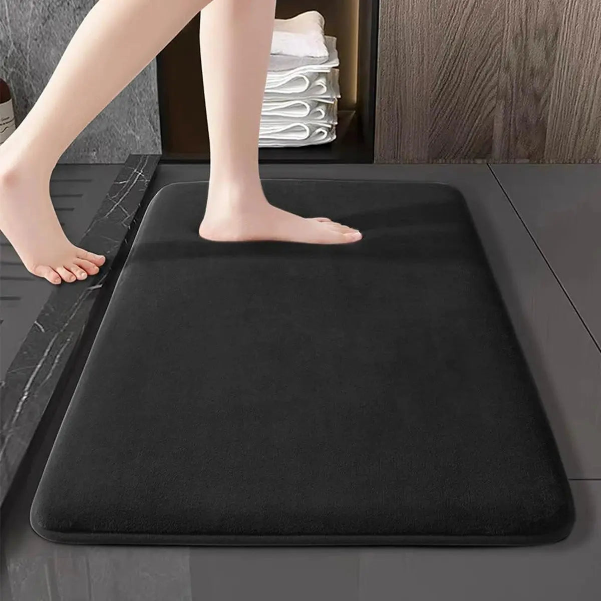 Tapis de bain grande taille noir