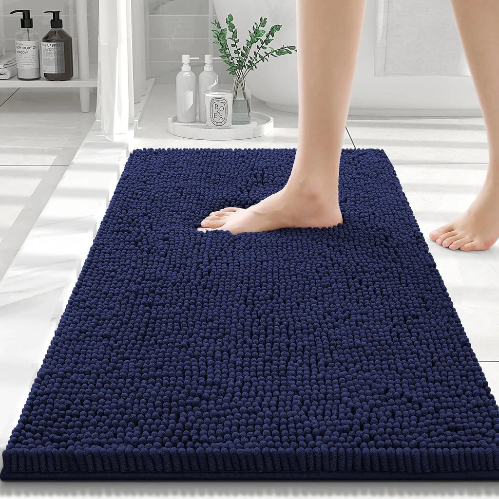 Tapis de bain absorbant beige élégant pour salle de bain zen