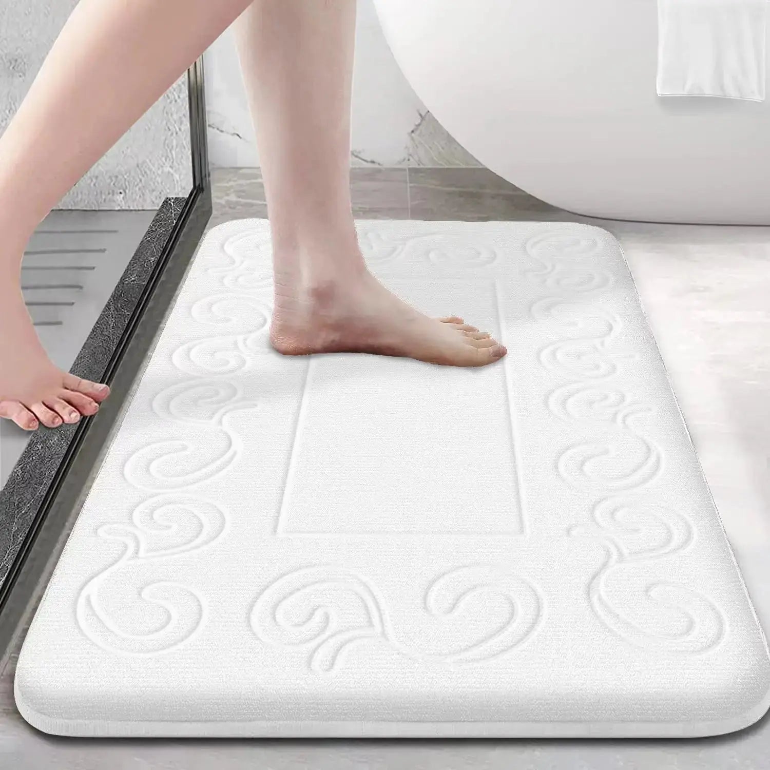 Tapis de bain vrai design blanc