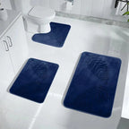 Tapis de salle de bain en mousse à mémoire de forme, 3 pièces bleu de nuit