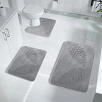 Tapis de salle de bain en mousse à mémoire de forme, 3 pièces gris