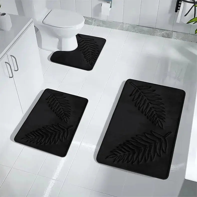 Tapis de salle de bain en mousse à mémoire de forme, 3 pièces gris sombre
