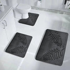Tapis de salle de bain en mousse à mémoire de forme, 3 pièces gris sombre clair