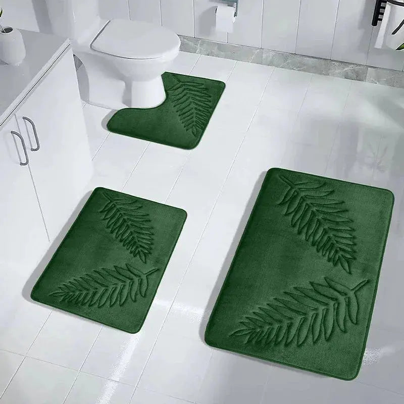 Tapis de salle de bain en mousse à mémoire de forme, 3 pièces vert