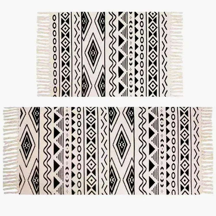 Tapis nordique en coton et lin tricoté