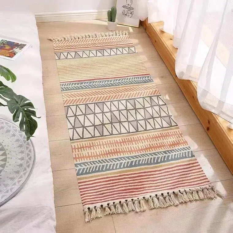 Tapis nordique en coton et lin tricoté 1