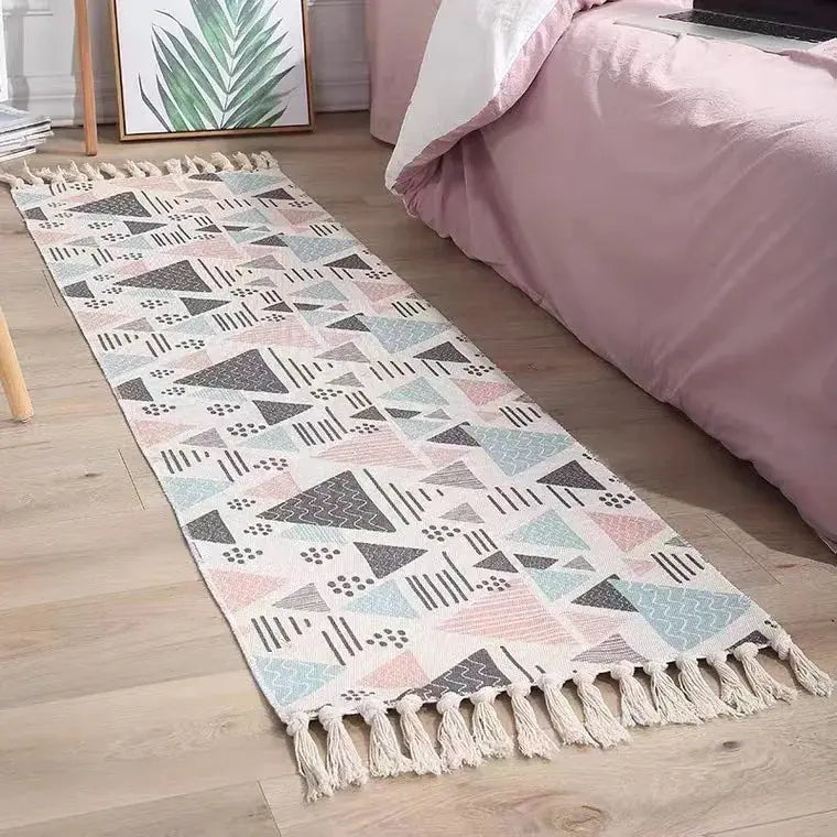 Tapis nordique en coton et lin tricoté 2