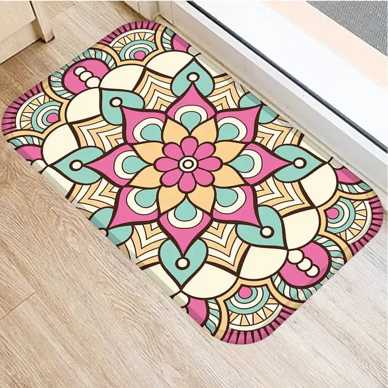 Tapis salle de bain bohème rose