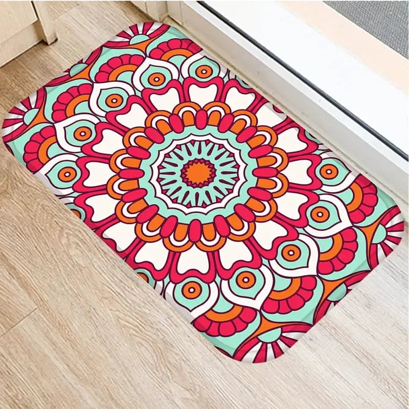 Tapis salle de bain bohème rouge
