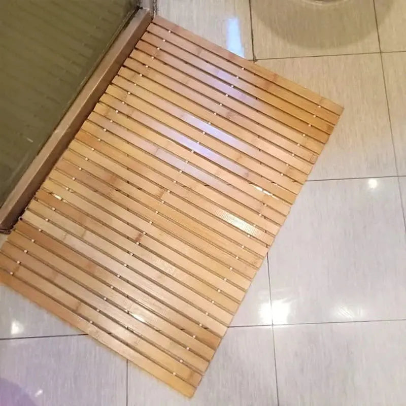 Tapis salle de bain bois