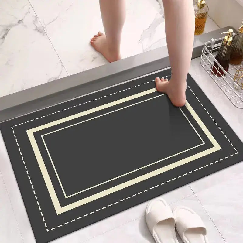 Tapis salle de bain chic gris sombre