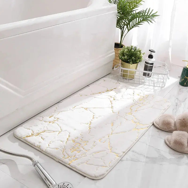 Tapis salle de bain design doré
