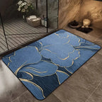Tapis salle de bain effet marbre bleu