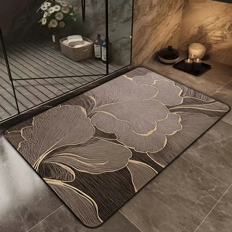 Tapis salle de bain effet marbre chocolat
