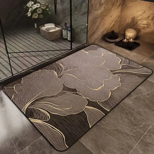 Tapis salle de bain effet marbre chocolat