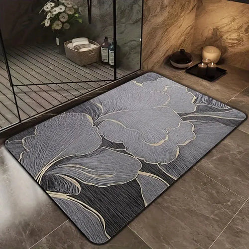 Tapis salle de bain effet marbre gris