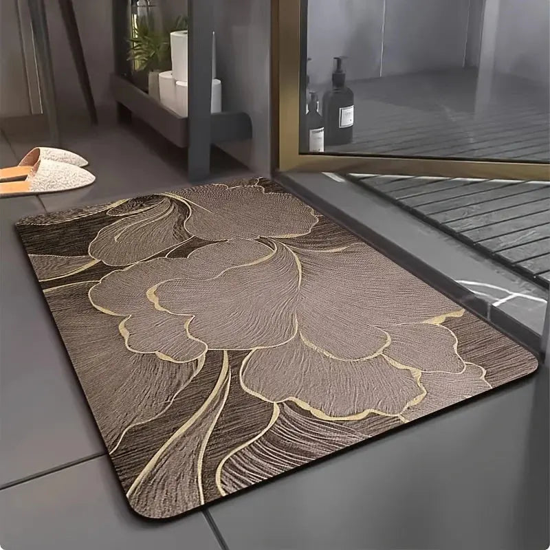 Tapis salle de bain effet marbre khaki
